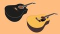 Acoustic guitar Dreadnought. Isolated detailed image. EPS 10 Vector. Royalty Free Stock Photo
